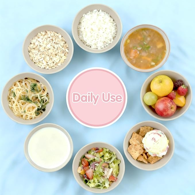 Quatish 10 PCS Unbreakable Cereal Bowls,Dishwasher & Microwave Safe Wheat Straw Bowls, Easy-to-Clean Lightweight Snack & Soup Bowl,Multi-Color Portable for Picnics Plastic Bowls Set, Brown