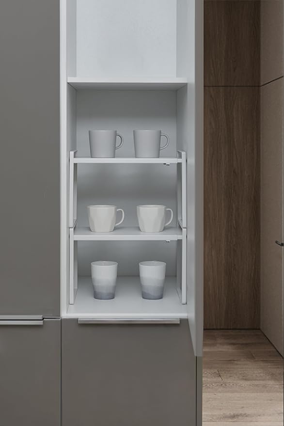 Nxconsu Expandable Cabinet Shelf Organizer Riser for Kitchen Pantry Cupboard Under Sink Countertop Home Storage Organization Rack Space Saver Freestanding Heavy Duty Nonslip Stackable White X Large