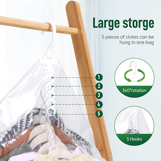 Hanging Vacuum Storage Bags For Clothes With Hand Pump,Coat Storage Bag Hanging,Vacuum Bags For Clothes,Space Saver Vacuum Storage Bags,Garment, Clothing, Dress, Suit, Long Coat, Jacket(Long 6 Pack）
