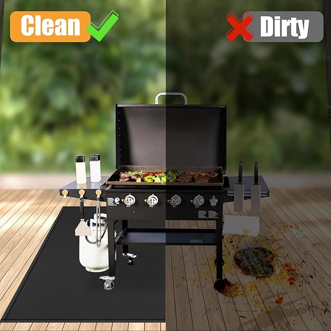 48" Square Fire Pit Mat/Under Grill Mat Fireproof Waterproof Oil-Proof, 4 Layers Fireproof Mat Fireplace Mat BBQ Grill Pads Protect Mat for Deck,Patio,Outdoor Charcoal,Smokers,Wood Floor,Gas Grills