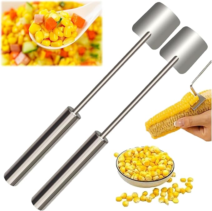 Corn Peeler, Corn Kernel Removers, Long Handle Stainless Steel Corn Stripping Tool Thresher Scraper for Home Kitchens, Restaurant Chefs