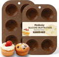 2 Pack Silicone Muffin Pan for Baking, Regular Size Nonstick Cupcake Pan, 6-Cup Silicone Muffin Tin BPA Free Dishwasher Safe, Great for Muffin Cupcake Brownie Egg Tart