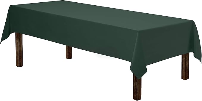 Gee Di Moda Rectangle Tablecloth - 60 x 84 Inch Hunter Green Table Cloth for 5 Foot Rectangle Table - Heavy Duty Washable Fabric - for 5 Ft Buffet Table, Holiday Party, Dinner, Wedding & Baby Shower