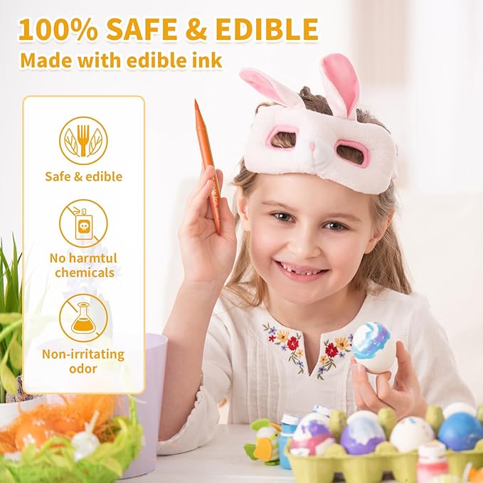 Jewem Edible Markers for Cookie Decorating,10Pcs Ultra Fine Tip(0.5mm) Food Coloring Pens, Upgrade Double Side Food Grade Pens for Decorating Fondant Cakes, Easter Eggs, Frosting, Macaron,Halloween and Christmas Gifts