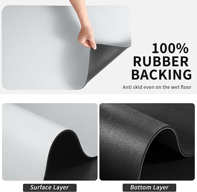 Coffee Mat - Absorbent Hide Stain Rubber Backed Dish Drying Mat for Kitchen Counter - Bar Mats for Countertops Accessories Fit Under Coffee Maker Espresso Machine