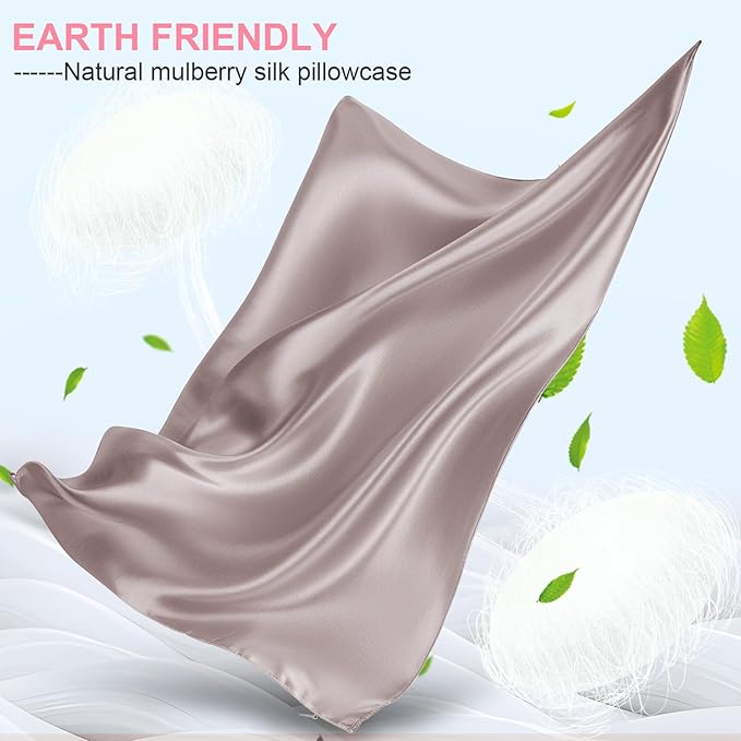 Mulberry Silk Pillow Cases 2 Pack Standard Size 20x26 Inches with Hidden Zipper, Ultra Smooth and Soft Breathable Cooling Silk Satin Pillowcase Set of 2, Better for Hair and Skin, Gifts for Women Men