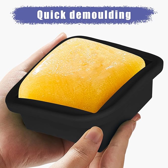 2 Cup Silicone Freezer Trays with Lid 4 Pack Silicone Freezer Molds Soup Containers Make 4 Perfect Soups, Broths, Stews, Sauces, Curries (Black)