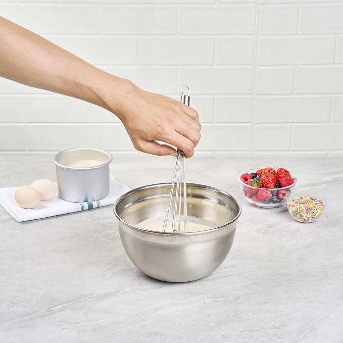 Restaurantware-German Standard 10.6 Inch Ball Whisks, 24 Dishwashable Kitchen Whisks - Ergonomic Handle, Durable, Stainless Steel Manual Egg Beater, Suitable For Whisking, Stirring, Mixing, Beating