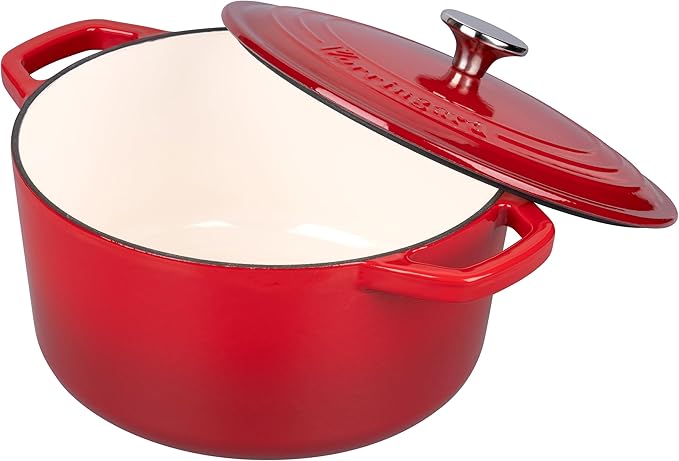 Enameled Cast Iron Dutch Oven Pot with Lid, for Bread Baking, Round Bread Oven- include Sourdough Bread Baking Supplies Set, 6QT, Red
