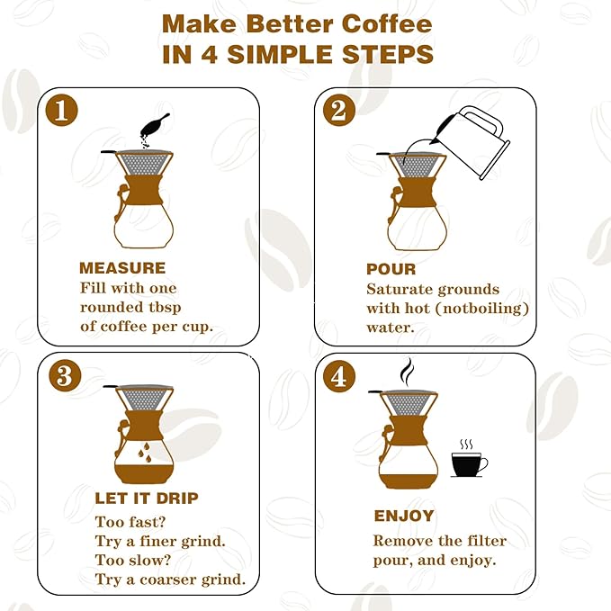 Pour Over Coffee Maker with Reusable Stainless Steel Drip Filter, Lead-Free Borosilicate Glass Coffee Carafe with Modern Wooden Collar for 1-4Cup, Circular Clear (600ml/20oz)