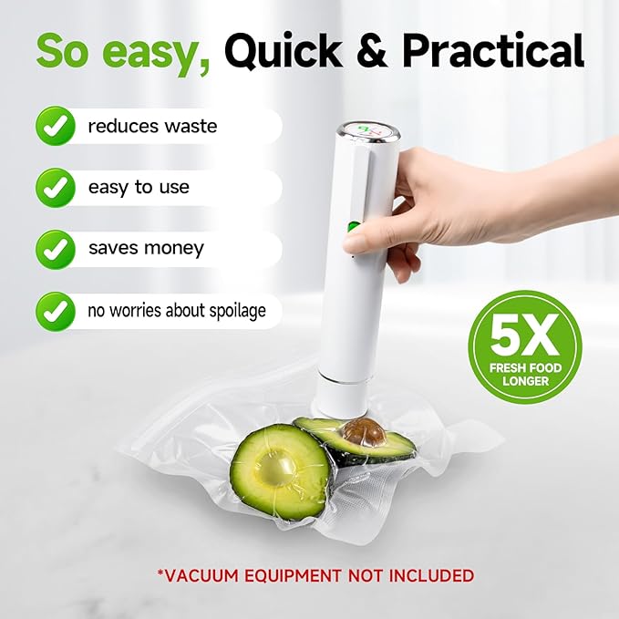 Vacuum Sealer Bags, 40 Reusable Vacuum Sealer Bags for Food Storage, BPA-Free, Meal Prep and Sous Vide Cooking,Works for Handheld Sealer and Vac Sealer Machine with External Vacuum Systems