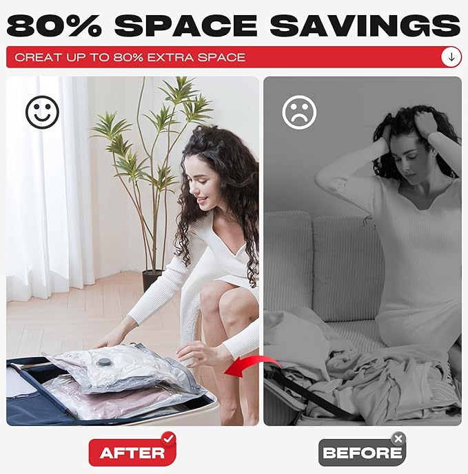 Vacuum Seal Bags for Clothing, 18 Pack Travel Vacuum Storage Bags with USB Pump, Carry On Compression Packing Bag for Luggage, Space Saver Travel Kit for Clothes