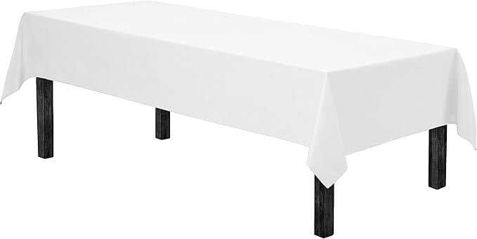 Gee Di Moda Rectangle Tablecloth - 60 x 126 Inch White Table Cloth for 8 Foot Rectangle Table - Heavy Duty Washable Fabric - for 8 Ft Buffet Table, Holiday Party, Dinner, Wedding & Baby Shower