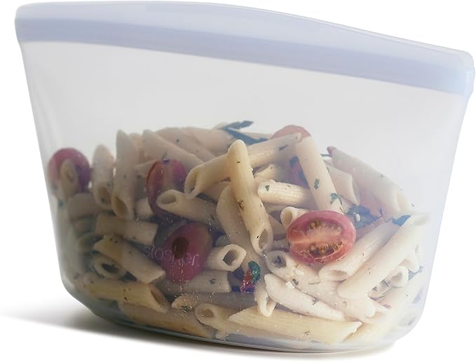 Stasher Premium Silicone Reusable Food Storage Bowl, Clear, Microwave, Sous Vide, Dishwasher, Oven and Freezer Safe, BPA Free, Leak-free, Eco-friendly, 6-Cup Bowl