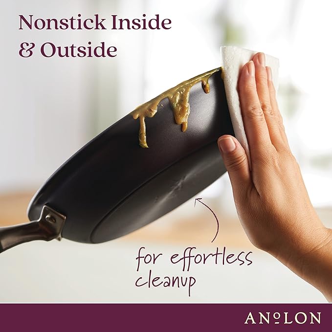 Anolon Advanced Home Hard Anodized Nonstick Sauce Pan/Saucepan with Straining and Lid, 2 Quart (2 Qt Straining Saucepan, Moonstone)