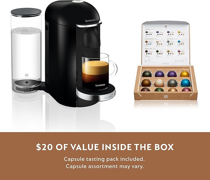 Nespresso Vertuo Plus Deluxe Coffee and Espresso Maker by Breville, Black