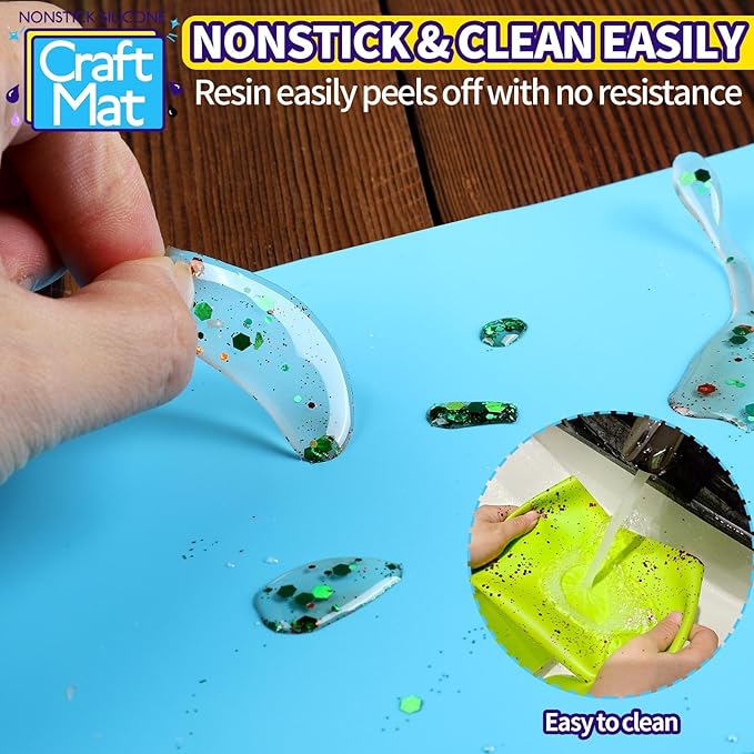 LEOBRO Silicone Mats, 3 PCS Silicone Mats for Crafts, Resin Molds, Play Dough Mat, Nonstick Silicone Sheet Mat for Epoxy Resin, UV Resin, Clay, Craft Supplies, 15.7”x 11.7”
