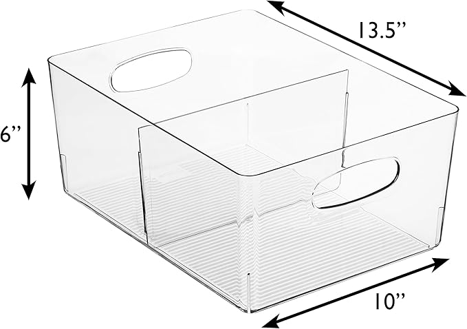 ClearSpace Plastic Storage Bins with Divider – Perfect Kitchen Organization or Pantry Storage – Fridge Organizer, Pantry Organization and Storage Bins, Cabinet Organizers