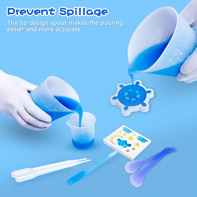 Silicone Resin Mixing Measuring Cups for Resin Supplies, 600ml/20oz Bowl, 250 & 100ml Thickened Reusable Silicone Cups for Epoxy Mixing, with Stir Sticks and Pipettes, Jewelry Making