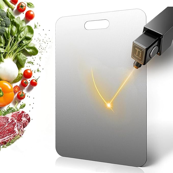 Katuchef Titanium Cutting Board 2025 New Upgrade Pure Titanium Cutting Boards for Kitchen Double Sided Cutting Boards Non Toxic,Hygiene Durable Chopping Board Suitable for Dishwasher Safe(18.11*11.81)