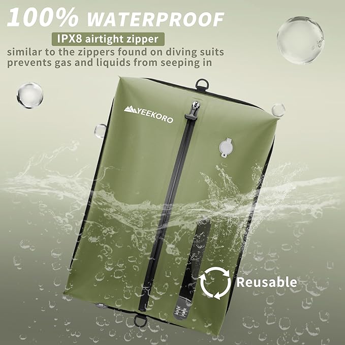 Vacuum Bag for Travel, Professional IPX8 Waterproof Reusable Vacuum Compression Bags for Travel Suitcases, Durable Space Saver Bag(1 Large,No Pump)