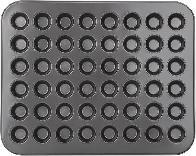 Beasea Mini Muffin Pan 48 Cups Nonstick, 1 Pack 48 Mini Small Tiny Cup Non Stick Muffin Baking Pan Tin Tray Carbon Steel Bakeware Individual Cupcake Baking Pan - Black