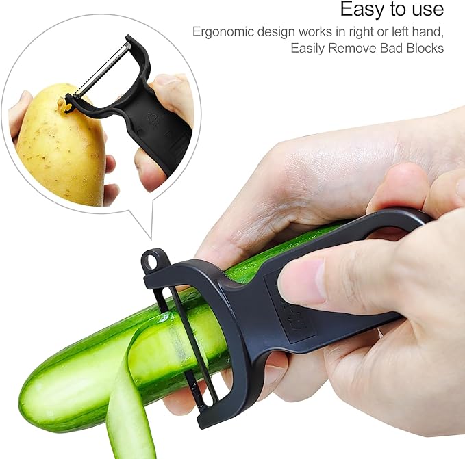 Original Vegetable Peeler, Potato Peelers for kitchen Carbon Steel Blade 3-Pack Green/Orange/Black