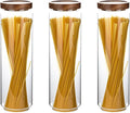 Glass Storage Containers Set of 3, 54 OZ High Borosilicate Glass Jars with Wooden Lids Kitchen Food Canisters s for Coffee Beans/Sugar/Noodles/Nuts/Cookies/Pasta