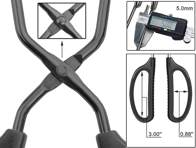 Stainless Steel Kitchen Tongs 10" and 12" Set, Comfortable Grip Scissor Tongs for Cooking, Grilling & Serving (Black)