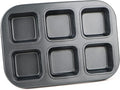 Beasea Square Brownie Pan, Nonstick 6 Cavity Muffin Pan Brownie Cake Pan Mini Cheesecake Cupcake Bakeware Carbon Steel Brownie Baking Tray Bakeware for Oven Baking