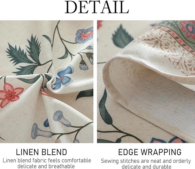 ISAENNE Designer Chinoiserie Linen Floral Small Square Tablecloth,White Wrinkle Resistant Table Cloth,Elegant Decor Tablecloths for Dining Thanksgiving Kitchen Party Christmas,55"*55"-Daffy