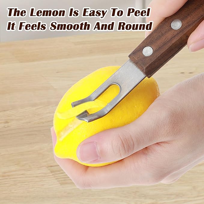 Channel Knife, Citrus Zester and Orange Peeler Tool, Walnut Wood and Stainless Steel Bar Tool for Decorating Cocktails, Desserts, Perfect for Home Bars, Craft Cocktails, Bartender Gifts