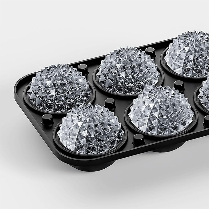 Samuelwrold 3D Ice Ball Mold - Silicone Sphere Ice Tray for Cocktails, Whiskey, Unique Design Silicone Ice Tray for Perfectly Round Ice Balls, Stylish Round Ice for Home Bar and Party (Black)