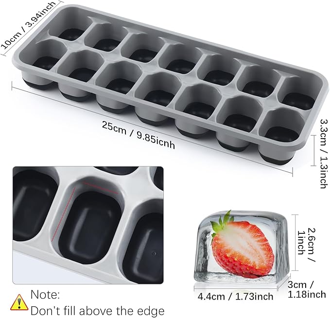 Ice Cube Tray 4 Pack, Easy-Release & Flexible 56 pcs Silicone Ice Cube Trays with Spill-Resistant Removable Lid, Stackable Ice Trays with Covers for Freezer, Cocktail
