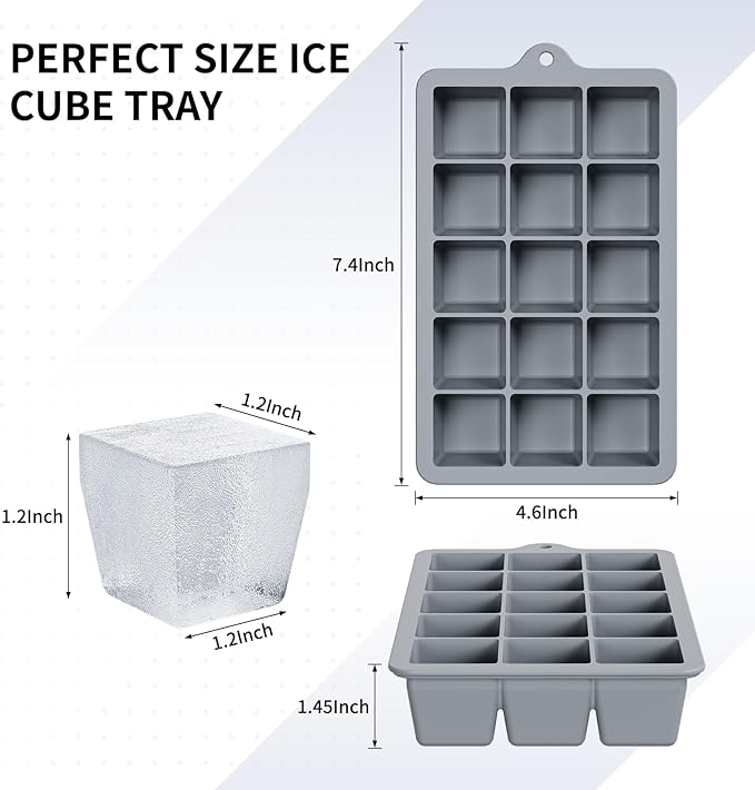 Silicone Ice Cube Tray 2 Pack, HANCELANT Ice Cube Mold, Ice Trays for Freezer with Lid for Whiskey, Baby Food, BPA Free, Easy Release