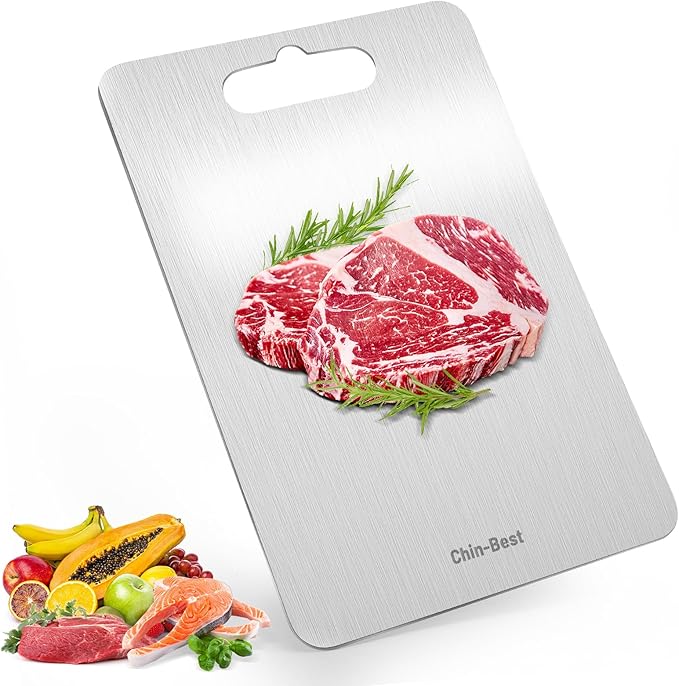 Titanium Cutting Boards For Kitchen, Double-Sided Food-Grade Kitchen Stainless Cutting Board, Non-Toxic & Non-Slip, Dishwasher Safe, Ideal For Indoor, Outdoor, Camping & Bbq Parties, S 11.5" * 8"
