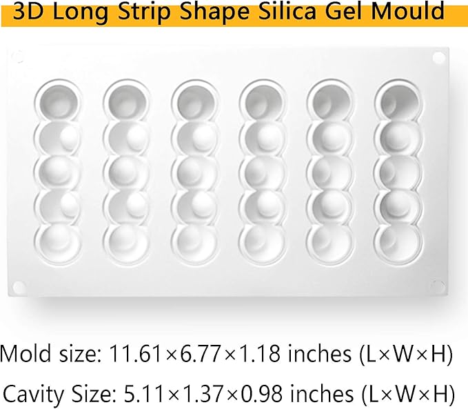 OCPO KITCHEN Eclair Silicone Mold for Baking Mousse Cake, French Dessert, Pastry, Chocolate, Ice Cream, Cake Decoration Mold, 3D Long Strip Flower Shape (6-Cavity)