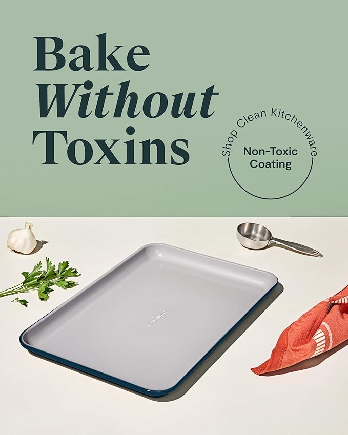 Caraway Non-Stick Ceramic Baking Sheet - Naturally Slick Ceramic Coating - Non-Toxic, PTFE & PFOA Free - Perfect for Baking, Roasting, and More - Medium (15" x 10") - Navy
