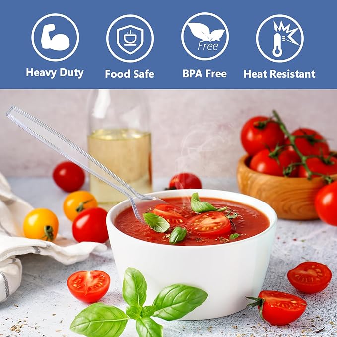 SACATR 3000 Count Plastic Spoons Bulk - Plastic Silverware Spoons Heavy Duty, BPA-Free, Heat Resistant, Suitable for Family Gatherings, Outdoor Events, Commercial Catering