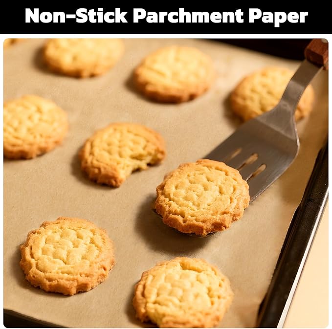 Beasea Parchment Paper Sheets for Baking, 200pcs 8x12 Inch Unbleached Precut Nonstick Heavy Duty Natural Baking Paper Sheets for Air Fryer Cooking, Grilling, Frying and Steaming