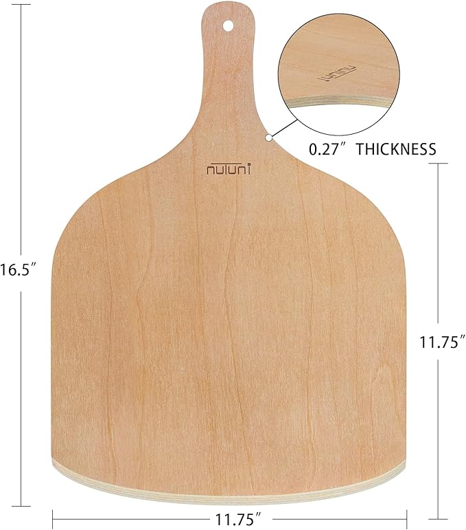 2 Pack Wooden Pizza Peel, 12 inch Large Pizza Paddle Set for Oven, Stone, Pan or Grill, Spatula for Baking Bread and Cake - Indoor & Outdoor