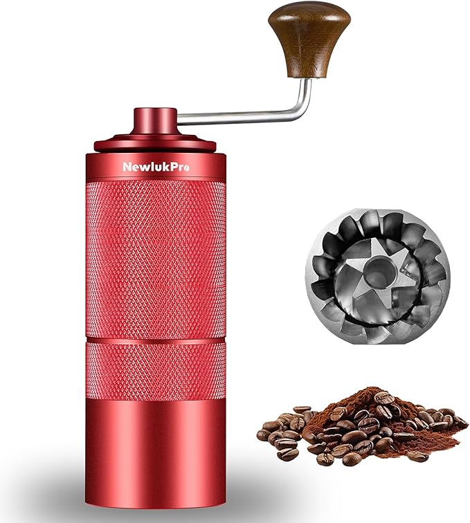 M6 Manual Coffee Grinder,Beautiful Design for Women,Smooth Grinding & Labor Saving,Portable Mini Hand Coffee Grinder for Espresso Pour Over French Press at Home or Camping Travling,Red