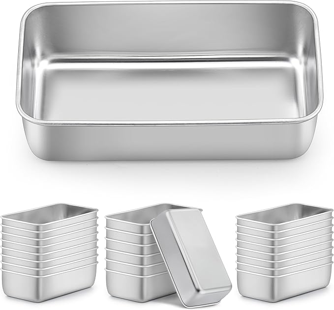 LIANYU Bread Loaf Pans Set of 24, 9x5 Inch Stainless Steel Bread Baking Pans Loaf Tins for Sourdough, Sandwich, Meatloaf, Easy Release & Dishwasher Safe