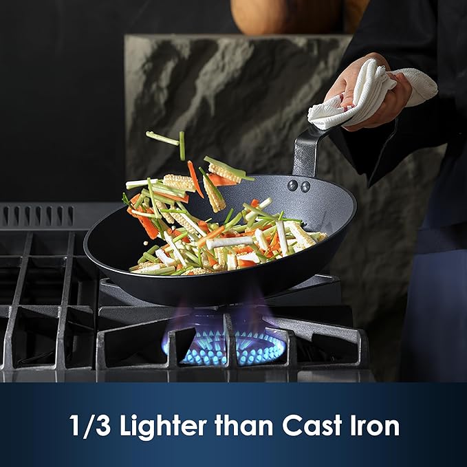 SENSARTE Nonstick Frying Pan Set 2-Piece, Oven Safe Skillets with Swiss Coating, Induction Compatible Chef Pan Set, Dishwasher Safe Cooking Pans, PFOA PFOS Free, 10 and 12 Inch