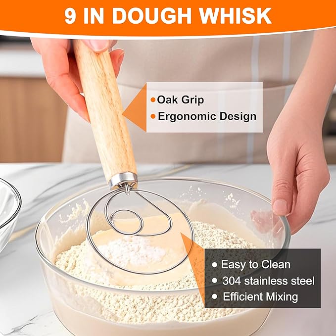 Sourdough Starter Kit,34oz Sourdough Starter Jar,2 X Cotton Rope Banneton Bread Proofing Basket with Bread Lame, Scraper,Sling, Dough Whisk,Perfect Gifts for Bakers Sourdough Bread Baking Supplies
