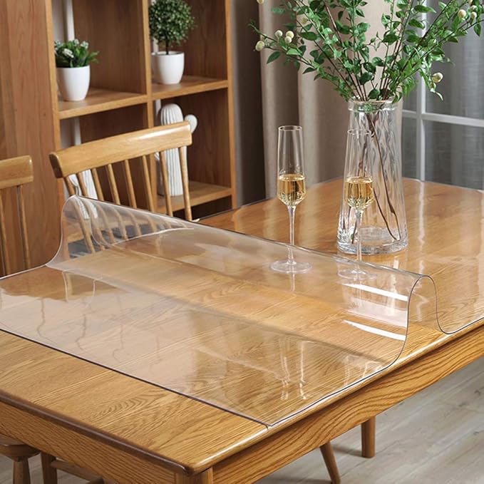 18X24 Inch Square Eco Clear Plastic Table Protector Thick Wipeable PVC Tablecloth Cover Mat Pad Transparent Vinyl Tablecloth Screen Protector Waterproof Hard for Kitchen Table Liner Marble Countertop