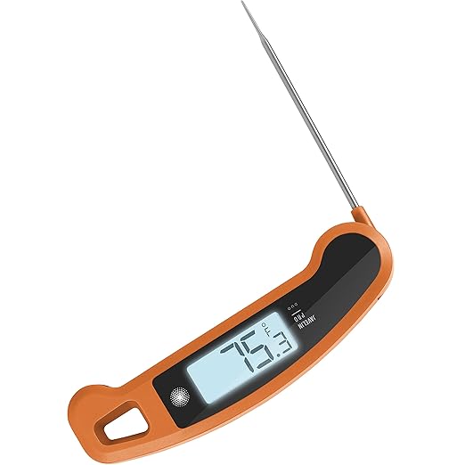 Lavatools Javelin® PRO Duo Ultra-Fast 2-Second Professional Digital Instant Read Meat Thermometer for Grill and Cooking, Auto-Rotating Backlit Display, IP65 Water Resistant, NSF Certified – Tangerine
