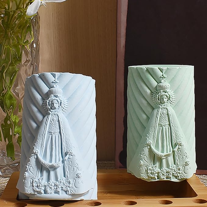 Silicone Jesus Nativity Scene Pillar Mold - Wave Candle Silicone Resin Casting Molds for Candle & Resin & Soap Craft Supplies