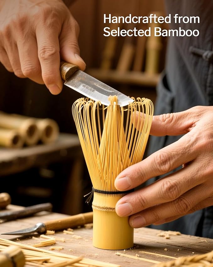 Artisan Matcha Whisk Set - 8 Pcs Premium Matcha Set with Bowl (Chawan), Bamboo Whisk & Tools | Matcha Kit for Making Breakfast/Latte | Gift for Matcha Lovers (Gem Blue)