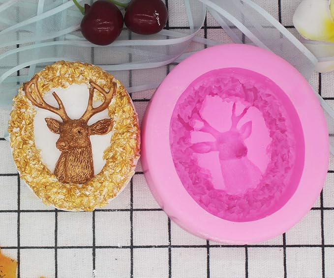 Deer Silicone Animal Soap Mold - Round Shape for Candle and Cake Decoration